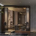 Modern Luxury Club Entrance Space With Water Feature And Stone Decorative Wall