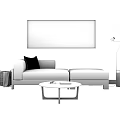 Modern double sofa coffee table combination 3d model