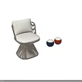 Red Woven Leisure Chair With Light Colored Cushion And Conical Base