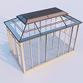 Modern Garden Pavilion With Glass Walls And Wooden Frame Dark Roof