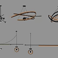 Minimalist Chandelier Restaurant Metal Line Chandelier Creative One-word Chandelier Minimalist Line Lamp 3d model