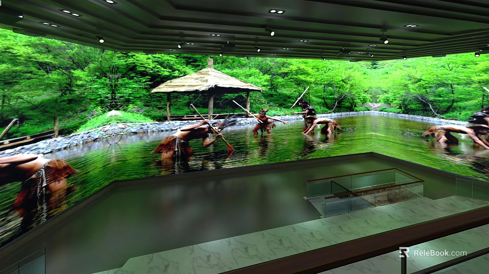 Modern Cinema Interior With Comfortable Seats Large Screen And Ambient Lighting 3d model 