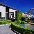 Rooftop Restaurant With Glass Dome Greenhouse Outdoor Seating And Lush Greenery Under Blue Sky