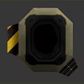Futuristic Mechanical Weapon Design With Yellow Stripes Circular Dials And Long Blade