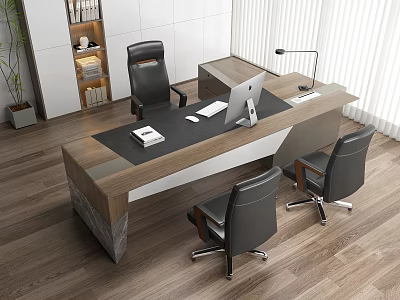 modern desk president desk manager desk filing cabinet desk boss chair office 3d model