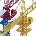 Heavy Duty Industrial Equipment Tower Cranes in Red Blue Yellow for Construction Sites
