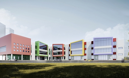 Modern Kindergarten Building Simple Kindergarten 3d model