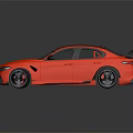 Red Sports Car With Black Stripes Rear Spoiler And Alloy Wheels