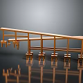 Golden Modern Railing Design With Support Posts And Reflective Base