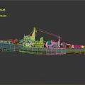 Old Warship Vessel With Blue Gray Hull Rusty Bottom And Deck Equipment