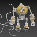 Yellow Vintage Game Movie Character With Metallic Body And Worn Mechanical Parts