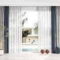 Modern Curtain Combination Shade Curtain Gauze Curtain Window Scene Curtain 3d model