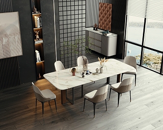 Dining table and chair 3d model