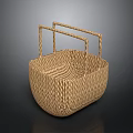 Handwoven Storage Basket with Two Handles Textured Design for Home Daily Use
