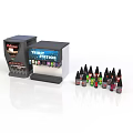 Black Beverage Machine With White Nutrition Display Cabinet And Colorful Small Bottles