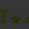 Ancient Moss Covered Stone Pillar Ruins With Various Shapes And Sizes