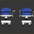 Two Blue Wheeled Nursing Beds With Metal Frame And Black Straps For Home Care