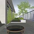 Cozy Modern Home Balcony Design With Green Plants Wooden Deck And Glass Coffee Table