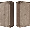 Three Vintage Wooden Storage Cabinets With Panel Doors And Decorative Legs Design