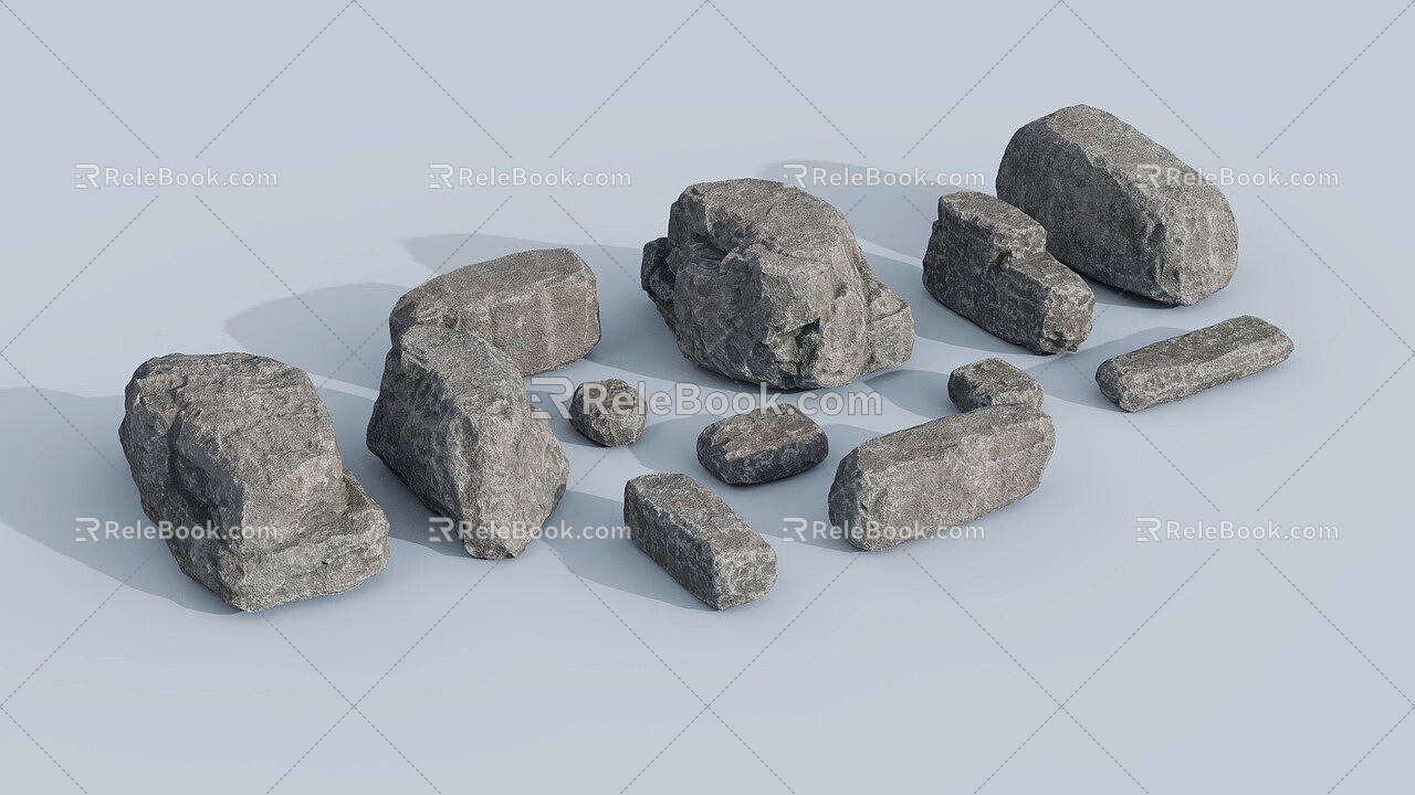 modern stone stone heap stone block rock 3d model