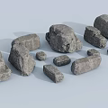modern stone heap stone block rock 3d model
