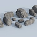 modern stone stone heap stone block rock 3d model