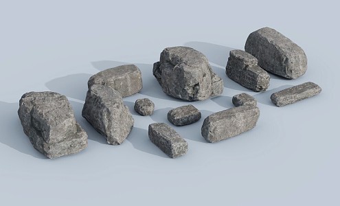 modern stone heap stone block rock 3d model