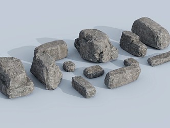 modern stone heap stone block rock 3d model