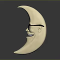 Crescent Shaped Household Decorative Item With Sunglasses And Happy Smiling Face