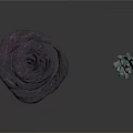 Modern Abstract Sculptural Pieces Featuring Black Spiral And Blue Crystal Forms