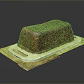 Moist Fruit Cake With Glazed Surface On Wooden Tray And Dried Fruits Decoration