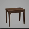 Modern Wooden Stool With Rectangular Seat And Slim Supportive Legs 3d model