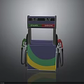 Colorful Fuel Dispenser With Purple Green Yellow Stripes And Red Green Nozzles