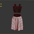 Women's Fashion Clothing Set With Black Sleeveless Top And White Geometric Pattern Skirt