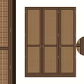 Solid Wood Chinese Style Wardrobe With Three Door Lattice Design And Classic Handles