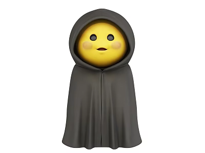 Cute Yellow Smiley Face Decorative Ornament With Gray Hooded Cloak For Home Decor 3d model
