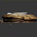Golden Crispy Pastries With Powdered Sugar On Wooden Tray And Sauce Cup
