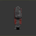 Futuristic Sci-Fi Weapon with Red and Gray Compact Square Modular Pistol Design 3d model