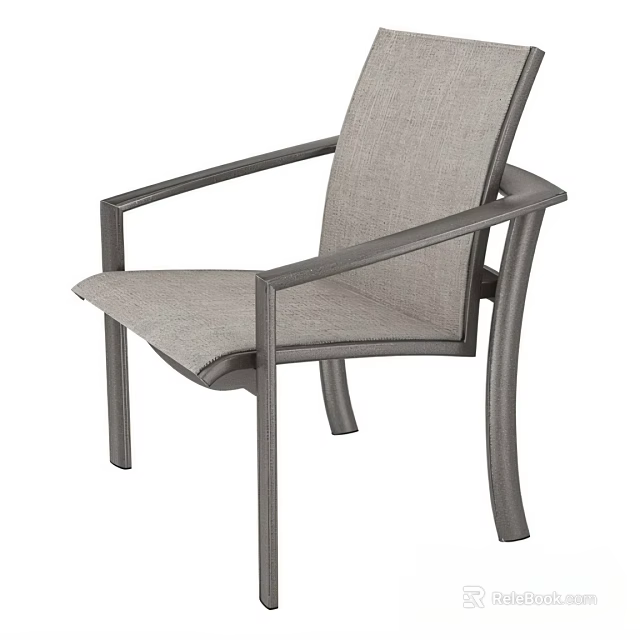 Modern Outdoor Armchair With Gray Mesh Fabric And Metal Frame Design 3d model 