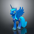Game And Movie Character Blue Unicorn Pony With Wings Sparkling Hooves And Gem
