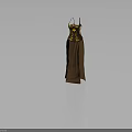 Brown Spaghetti Strap Long Dress With Yellow Decorative Patterns And Fitted Waist