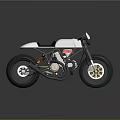 Custom Retro Style Motorcycle With White Fuel Tank Black Seat And Gold Alloy Wheels