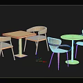Modern Furniture Collection With Rectangular And Round Tables And Ergonomic Chairs