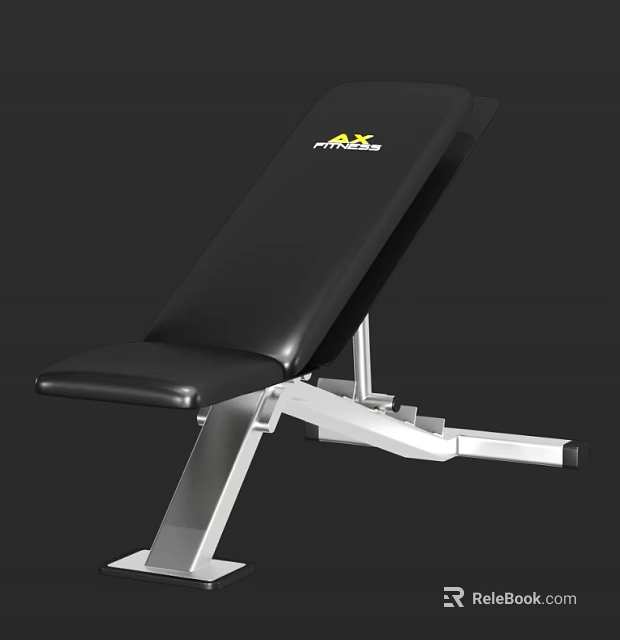 AX Fitness Adjustable Fitness Bench with Black Leather Padding and Silver Metal Frame 3d model 