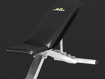 AX Fitness Adjustable Fitness Bench with Black Leather Padding and Silver Metal Frame 3d model
