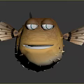 Orange Cartoon Puffer Fish With Big Eyes Spotted Fins And Funny Look