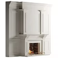Elegant White Fireplace Interior Design With Burning Flames And Panels 3d model