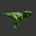 Vibrant Green T-Rex Dinosaur Model With Realistic Texture And Dynamic Stance 3d model