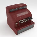 Vintage Red Commercial Cash Register With Mechanical Keys And Display Panel