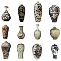 Ceramic Vases Collection With Diverse Decorative Patterns And Artistic Designs 3d model
